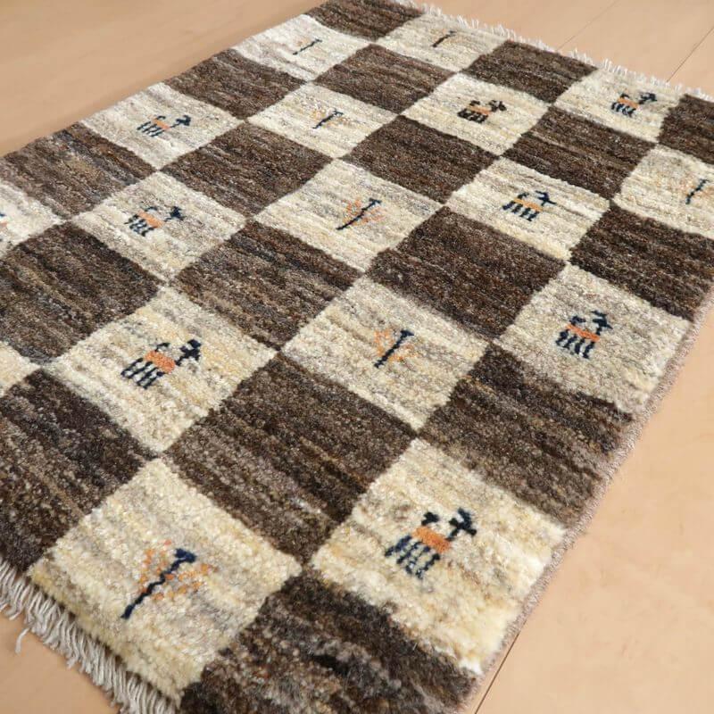 ギャッベ イラン産 絨毯/カシュクリ 87×63cm 手織り 玄関マット ギャッベ イラン産 絨毯/カシュクリ 87×63cm 手織り 玄関マット