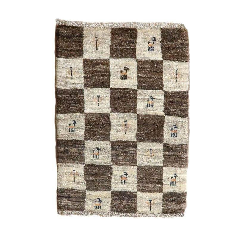 ギャッベ イラン産 絨毯/カシュクリ 87×63cm 手織り 玄関マット ギャッベ イラン産 絨毯/カシュクリ 87×63cm 手織り 玄関マット