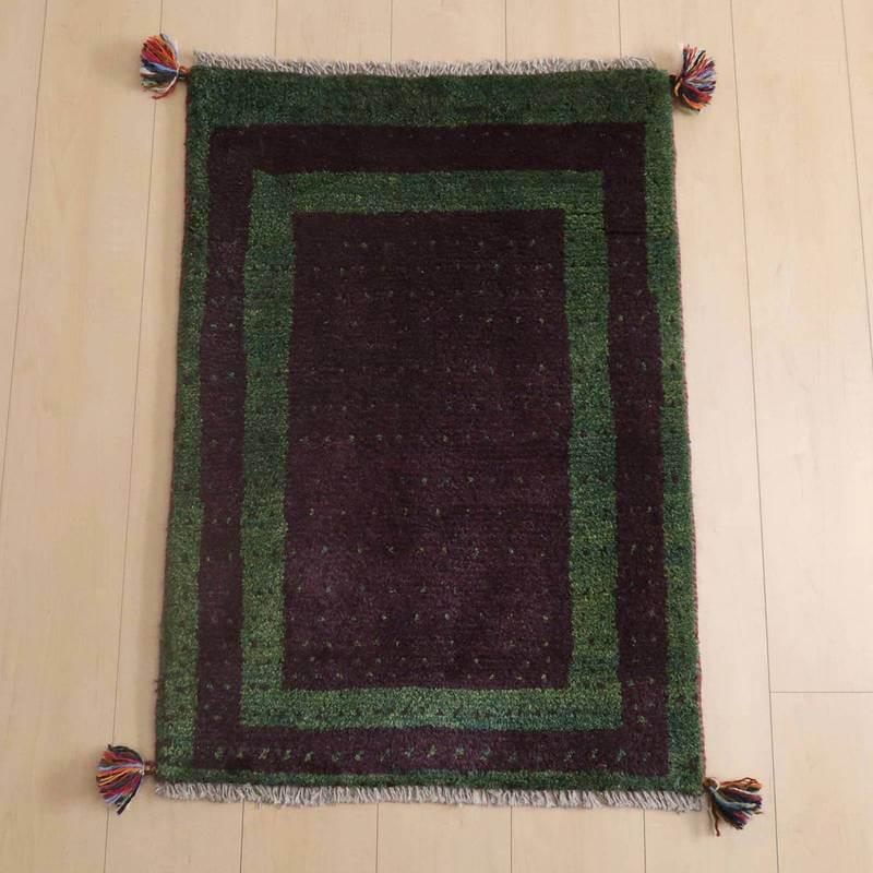 ギャッベ イラン産 じゅうたん 90×63cm 手織り 玄関マット