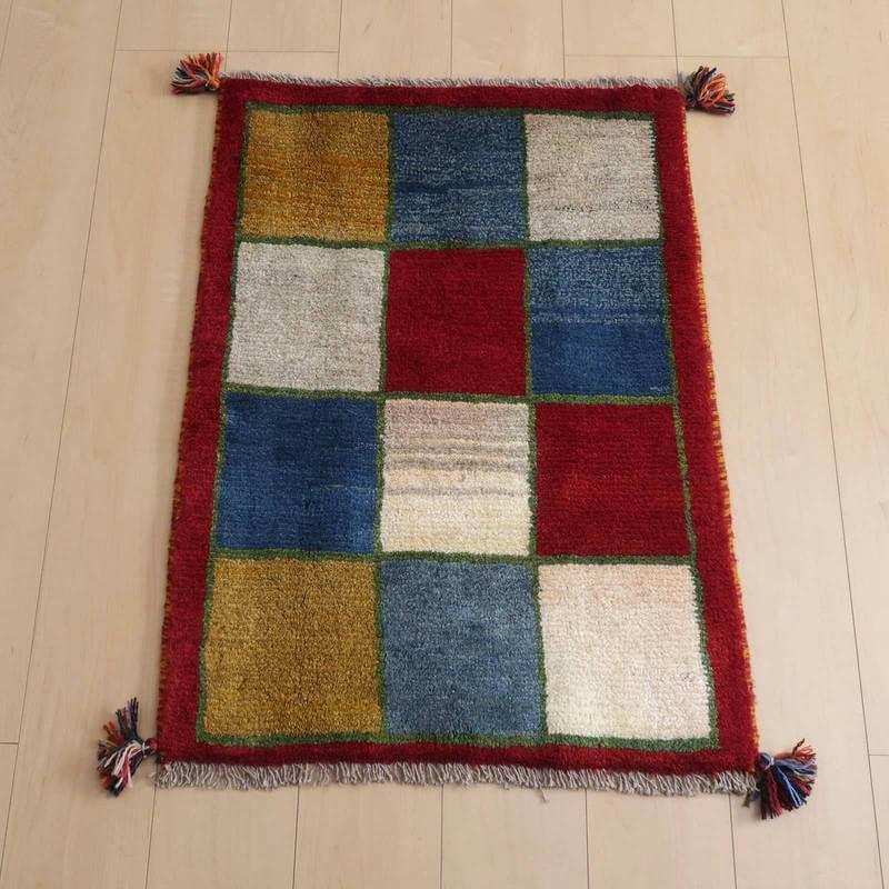 ギャッベ イラン産 じゅうたん 87×64cm 手織り 玄関マット ギャッベ イラン産 じゅうたん 87×64cm 手織り 玄関マット