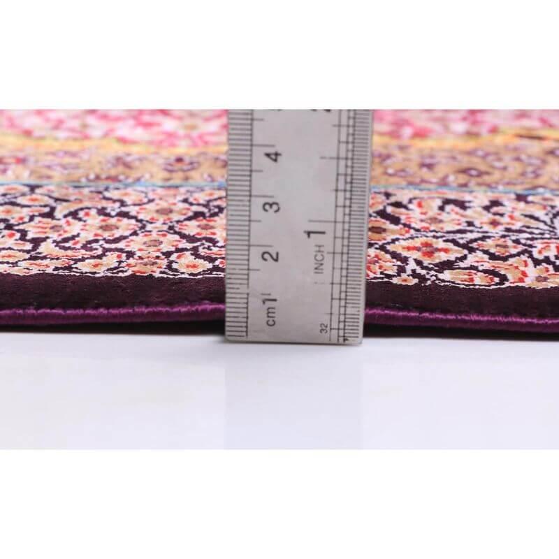ペルシャ絨毯／クム 85×59cm イラン産 手織り シルク100％ ラグ