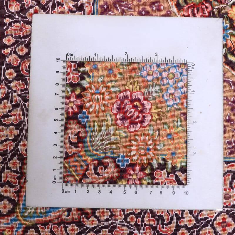 ペルシャ絨毯／クム 85×59cm イラン産 手織り シルク100％ ラグ