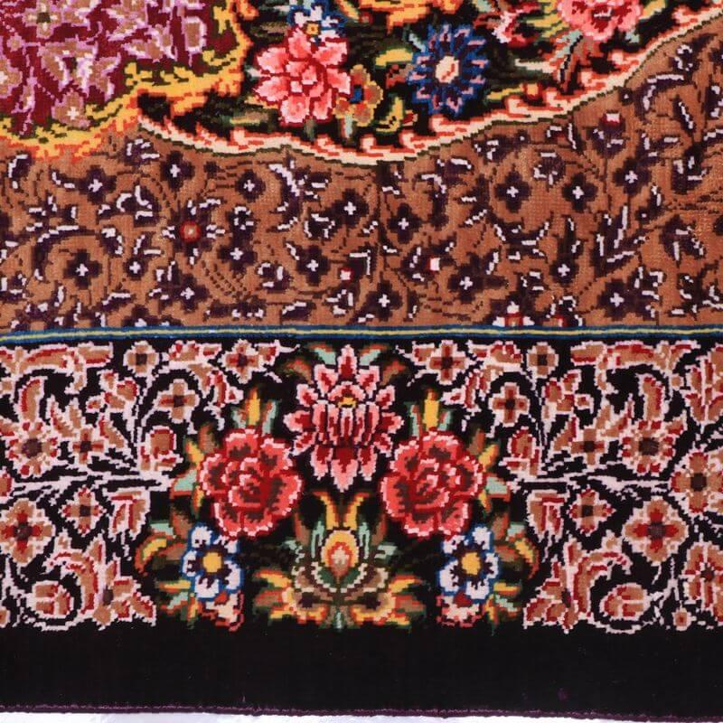 ペルシャ絨毯／クム 85×59cm イラン産 手織り シルク100％ ラグ