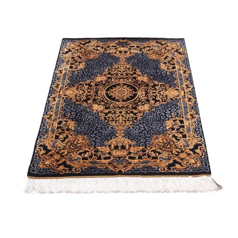 ペルシャ絨毯／クム 119×80cm イラン産 手織り  シルク100％ ラグ  ラグマット（FN-70294）の画像