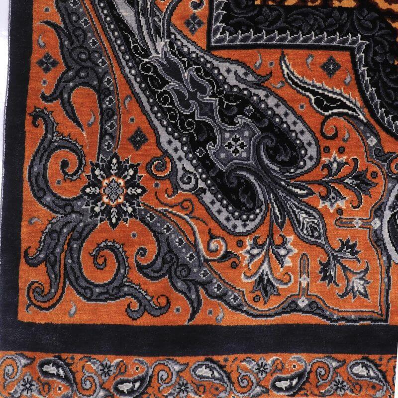 ペルシャ絨毯／クム 126×82cm イラン産 手織り  シルク100％ ラグ  ラグマット（FN-70296）の画像