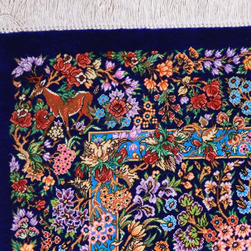 ペルシャ絨毯／メフルバフ工房 120×77cm イラン産 手織り  シルク100％ ラグ  ラグマット（FN-70298）の画像