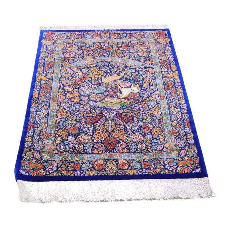 ペルシャ絨毯／メフルバフ工房 120×77cm イラン産 手織り  シルク100％ ラグ  ラグマット（FN-70298）の画像