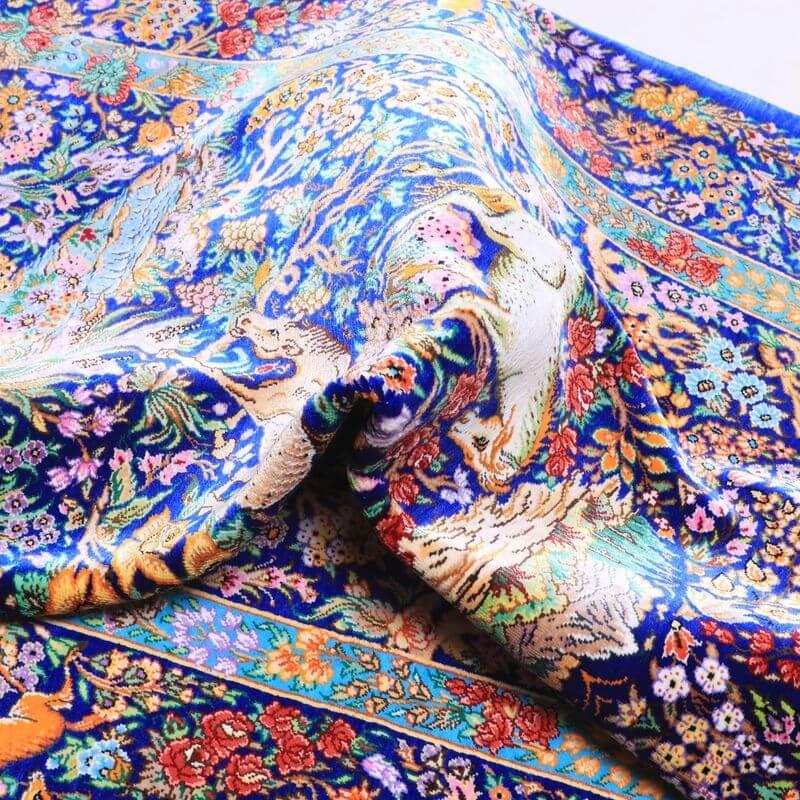 ペルシャ絨毯／メフルバフ工房 120×77cm イラン産 手織り  シルク100％ ラグ  ラグマット（FN-70298）の画像