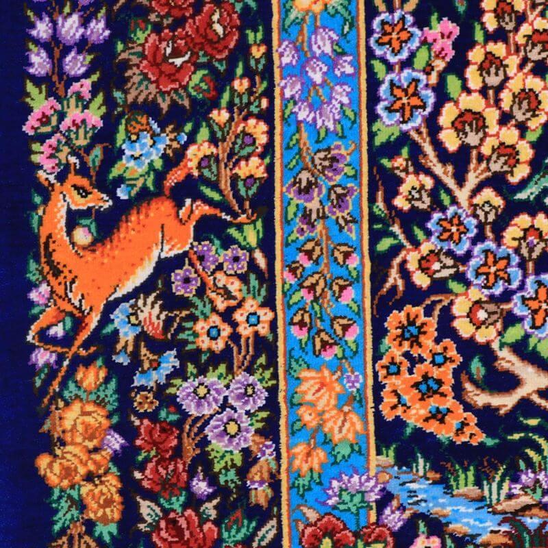 ペルシャ絨毯／メフルバフ工房 120×77cm イラン産 手織り  シルク100％ ラグ  ラグマット（FN-70298）の画像