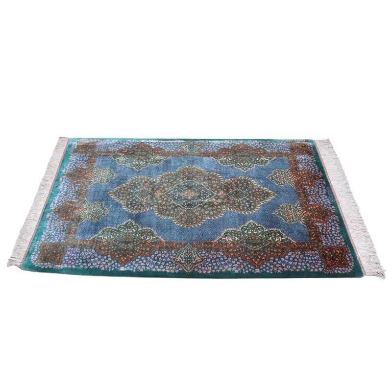 ペルシャ絨毯／モスタファザーデ工房 135×82cm イラン産 手織り  シルク100％ ラグ  ラグマット（FN-70299）の画像