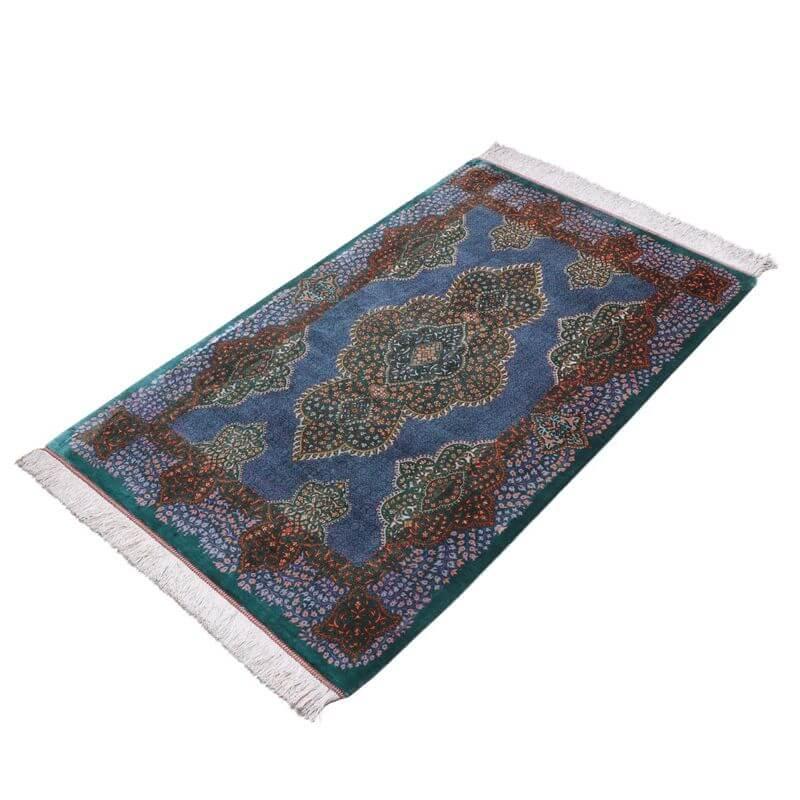 ペルシャ絨毯／モスタファザーデ工房 135×82cm イラン産 手織り  シルク100％ ラグ  ラグマット（FN-70299）の画像