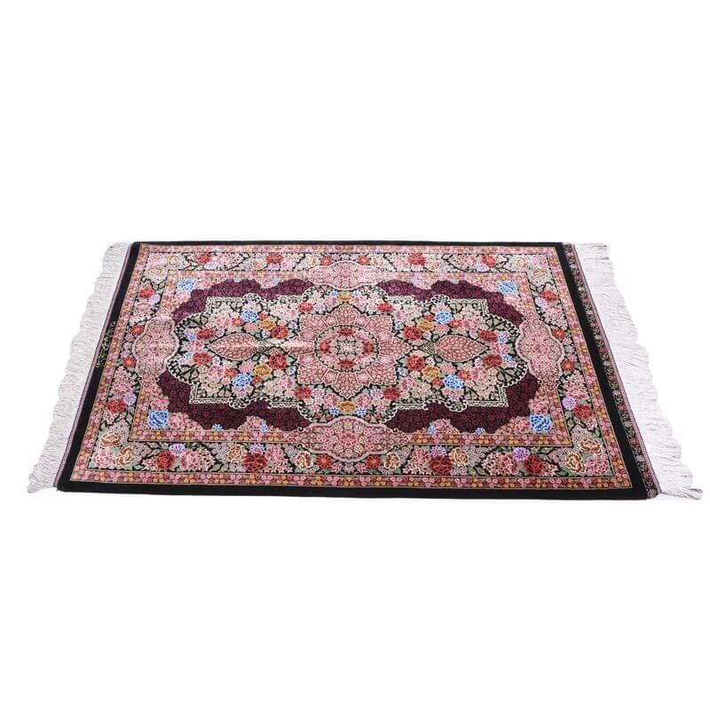 ペルシャ絨毯／エスファハーニヤン工房 128番 125×79cm イラン産 手織り  シルク100％ ラグ  ラグマット（FN-70300）の画像