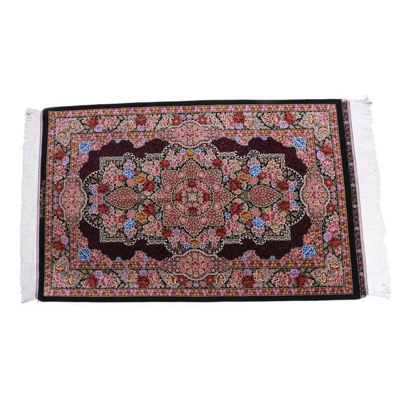 ペルシャ絨毯／エスファハーニヤン工房 128番 125×79cm イラン産 手織り  シルク100％ ラグ  ラグマット（FN-70300）の画像