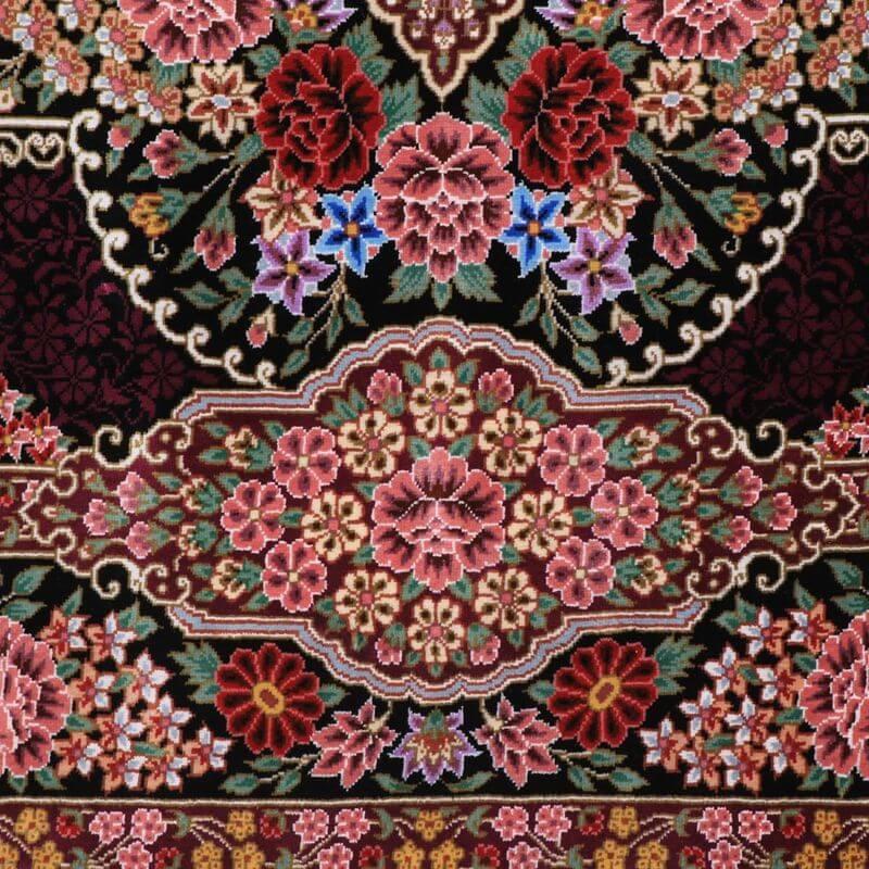 ペルシャ絨毯／エスファハーニヤン工房 128番 125×79cm イラン産 手織り  シルク100％ ラグ  ラグマット（FN-70300）の画像