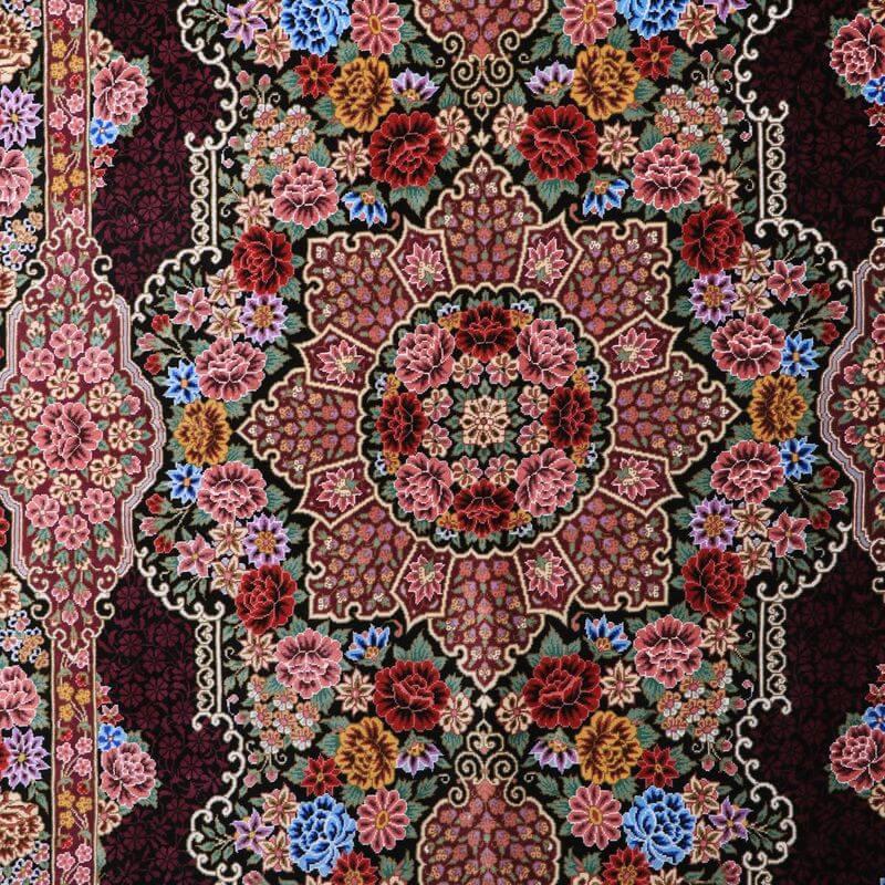 ペルシャ絨毯／エスファハーニヤン工房 128番 125×79cm イラン産 手織り  シルク100％ ラグ  ラグマット（FN-70300）の画像