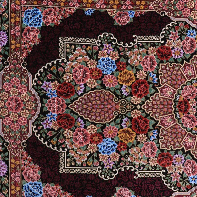 ペルシャ絨毯／エスファハーニヤン工房 128番 125×79cm イラン産 手織り  シルク100％ ラグ  ラグマット（FN-70300）の画像