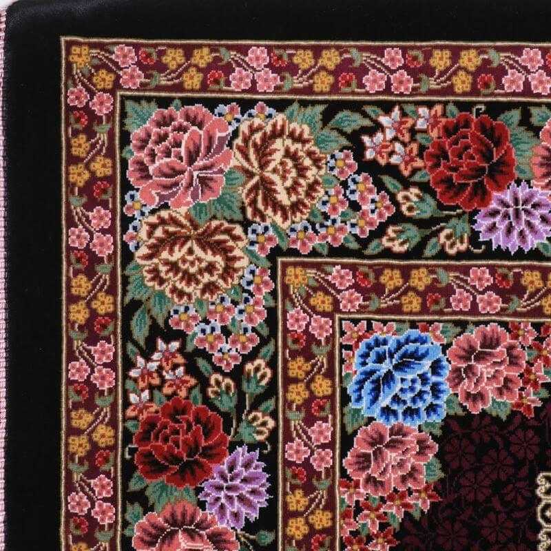 ペルシャ絨毯／エスファハーニヤン工房 128番 125×79cm イラン産 手織り  シルク100％ ラグ  ラグマット（FN-70300）の画像