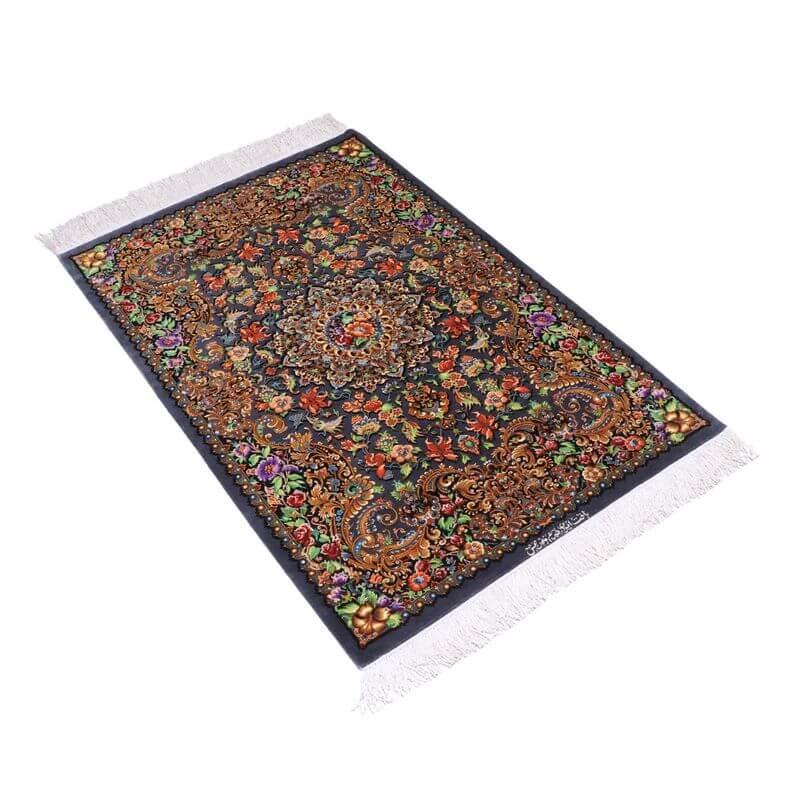ペルシャ絨毯／メフルバフ工房 121×78cm イラン産 手織り  シルク100％ ラグ  ラグマット（FN-70301）の画像