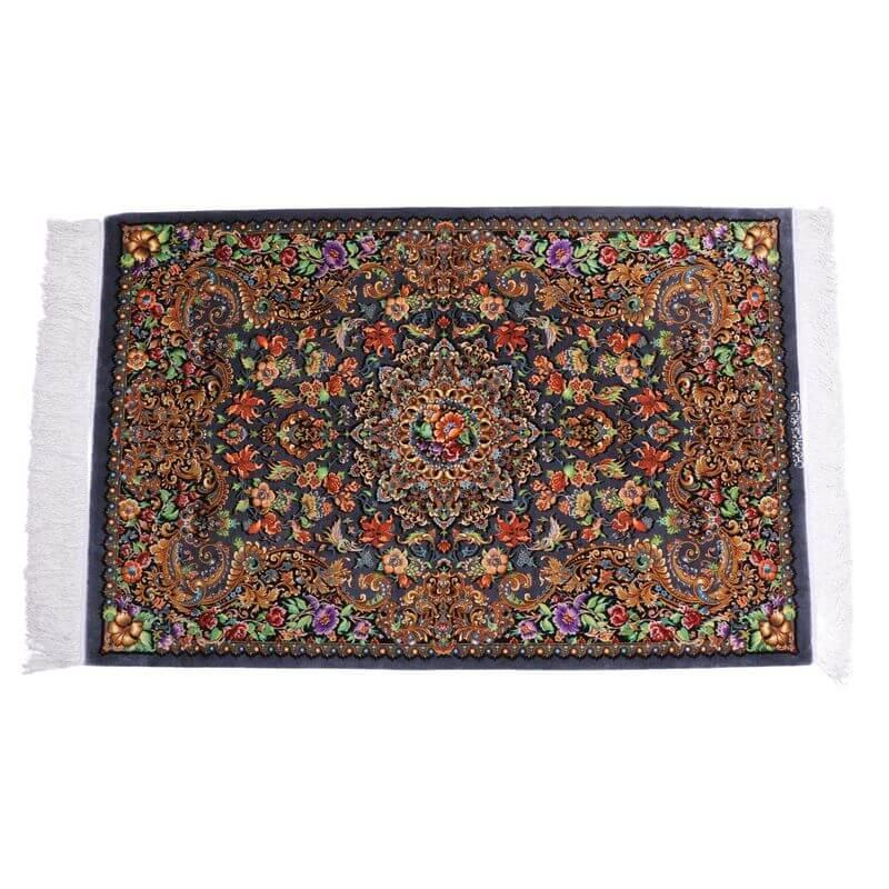 ペルシャ絨毯／メフルバフ工房 121×78cm イラン産 手織り  シルク100％ ラグ  ラグマット（FN-70301）の画像