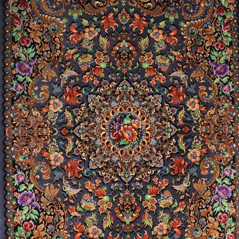 ペルシャ絨毯／メフルバフ工房 121×78cm イラン産 手織り  シルク100％ ラグ  ラグマット（FN-70301）の画像