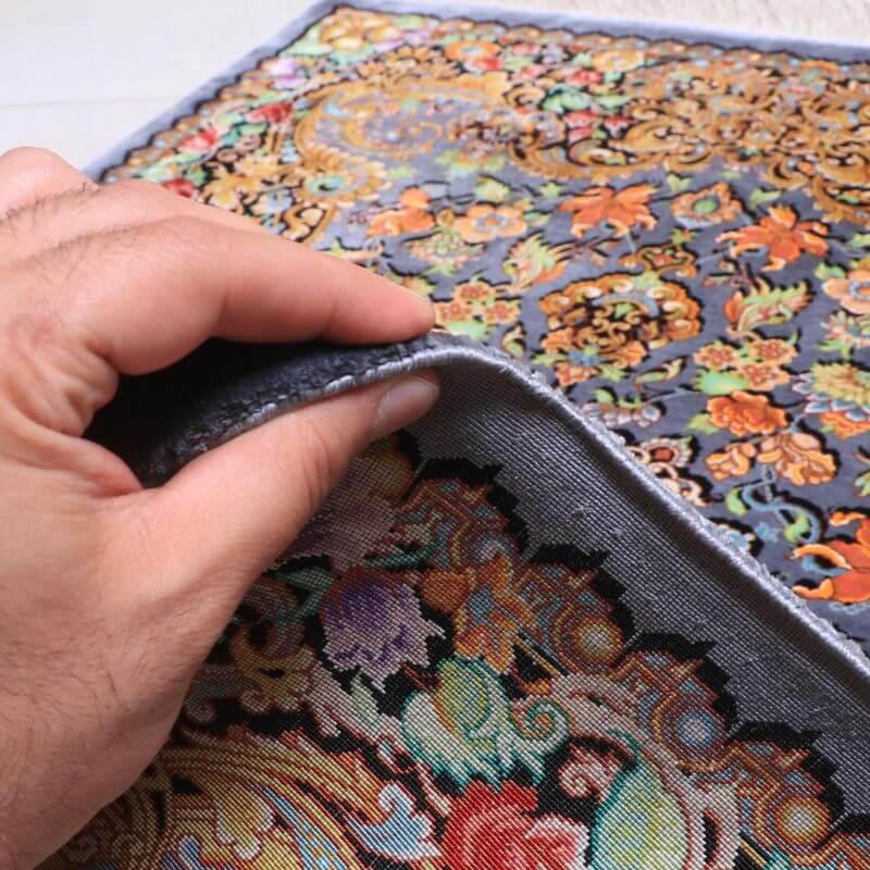 ペルシャ絨毯／メフルバフ工房 121×78cm イラン産 手織り  シルク100％ ラグ  ラグマット（FN-70301）の画像
