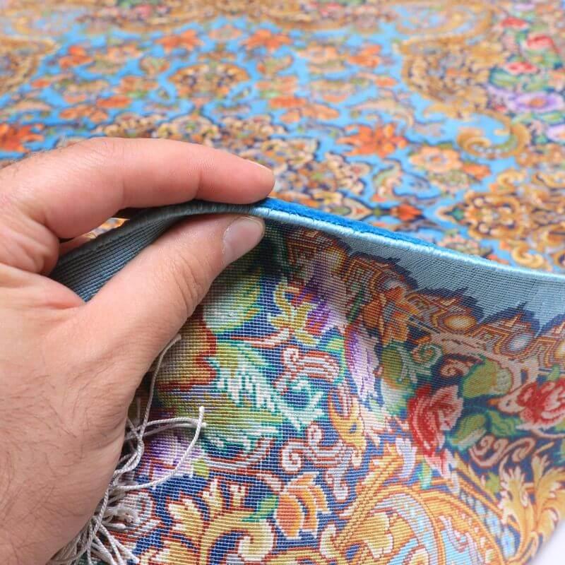 ペルシャ絨毯／メフルバフ工房 123×77cm イラン産 手織り  シルク100％ ラグ  ラグマット（FN-70302）の画像