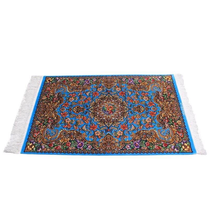 ペルシャ絨毯／メフルバフ工房 123×77cm イラン産 手織り  シルク100％ ラグ  ラグマット（FN-70302）の画像