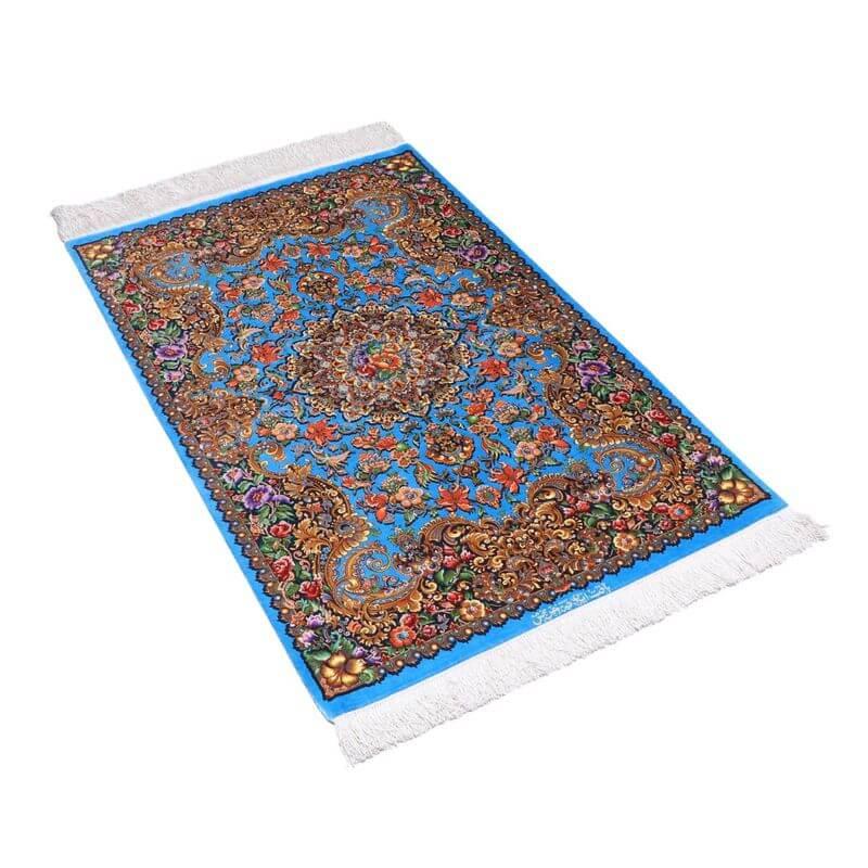 ペルシャ絨毯／メフルバフ工房 123×77cm イラン産 手織り  シルク100％ ラグ  ラグマット（FN-70302）の画像
