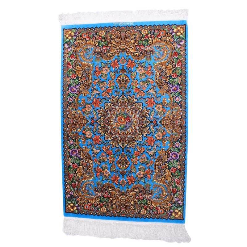 ペルシャ絨毯／メフルバフ工房 123×77cm イラン産 手織り  シルク100％ ラグ  ラグマット（FN-70302）の画像