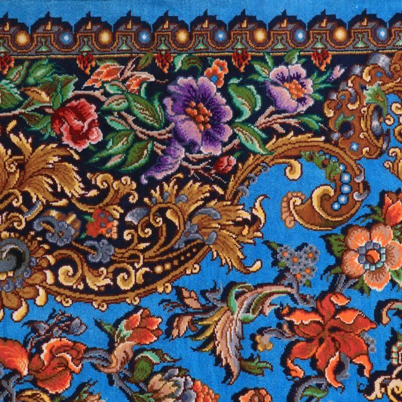 ペルシャ絨毯／メフルバフ工房 123×77cm イラン産 手織り  シルク100％ ラグ  ラグマット（FN-70302）の画像