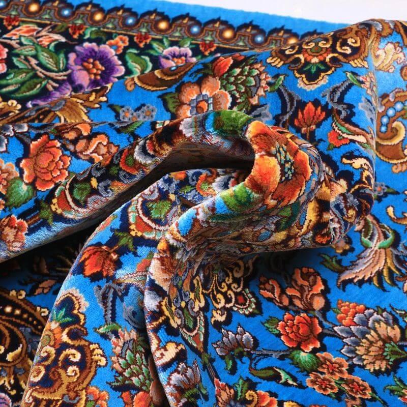 ペルシャ絨毯／メフルバフ工房 123×77cm イラン産 手織り  シルク100％ ラグ  ラグマット（FN-70302）の画像