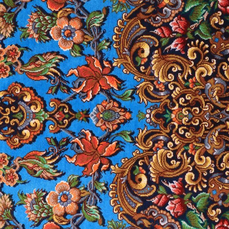 ペルシャ絨毯／メフルバフ工房 123×77cm イラン産 手織り  シルク100％ ラグ  ラグマット（FN-70302）の画像