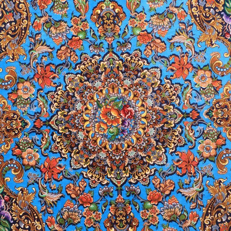 ペルシャ絨毯／メフルバフ工房 123×77cm イラン産 手織り  シルク100％ ラグ  ラグマット（FN-70302）の画像