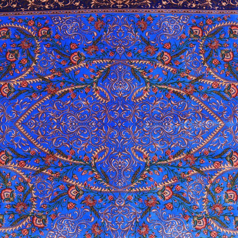 ペルシャ絨毯／クム 208×136cm イラン産 手織り  シルク100％ ラグ  ラグマット（FN-70305）の画像