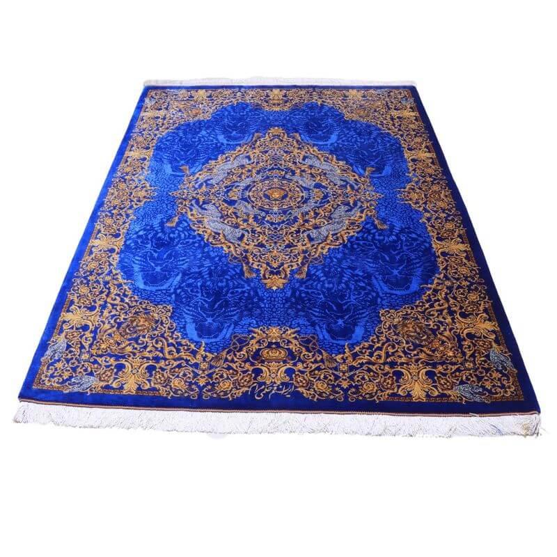 ペルシャ絨毯／クム 203×137cm イラン産 手織り  シルク100％ ラグ  ラグマット（FN-70306）の画像
