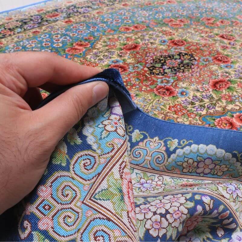 ペルシャ絨毯／メフルバフ工房 200×128cm イラン産 手織り  シルク100％ ラグ  ラグマット（FN-70308）の画像