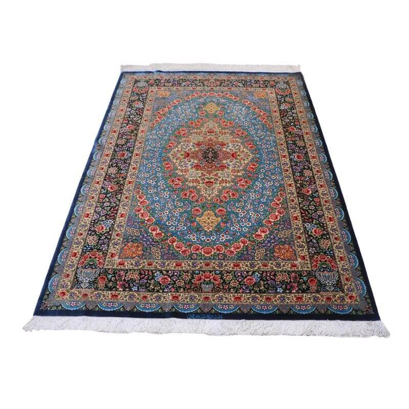ペルシャ絨毯／メフルバフ工房 200×128cm イラン産 手織り  シルク100％ ラグ  ラグマット（FN-70308）の画像