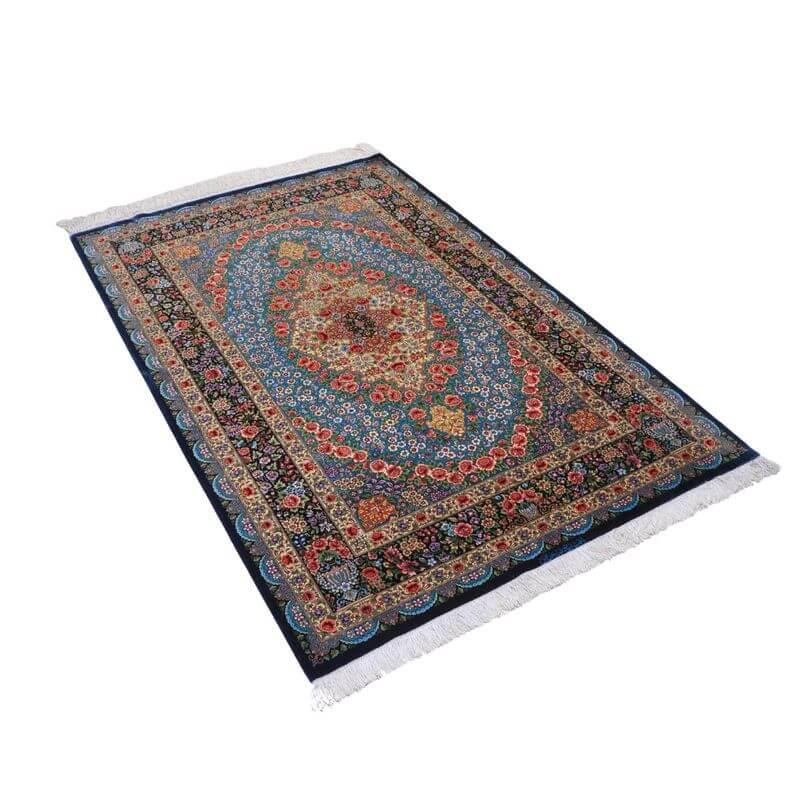 ペルシャ絨毯／メフルバフ工房 200×128cm イラン産 手織り  シルク100％ ラグ  ラグマット（FN-70308）の画像