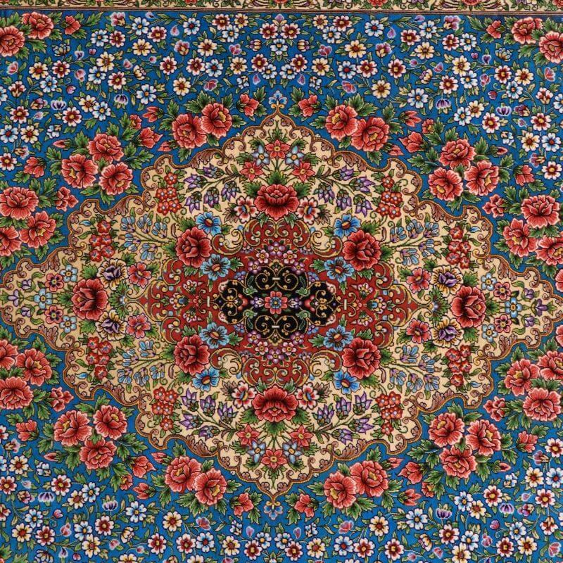 ペルシャ絨毯／メフルバフ工房 200×128cm イラン産 手織り  シルク100％ ラグ  ラグマット（FN-70308）の画像