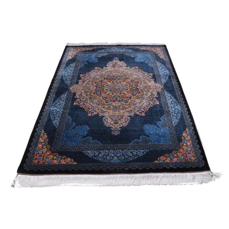 ペルシャ絨毯／エスファハーニヤン工房 128番 201×135cm イラン産 手織り  シルク100％ ラグ  ラグマット（FN-70309）の画像