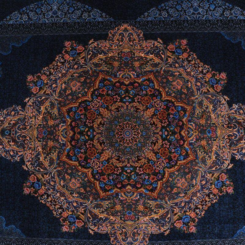 ペルシャ絨毯／エスファハーニヤン工房 128番 201×135cm イラン産 手織り  シルク100％ ラグ  ラグマット（FN-70309）の画像