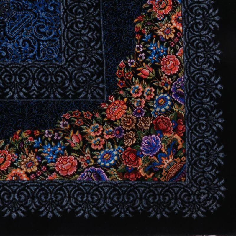 ペルシャ絨毯／エスファハーニヤン工房 128番 201×135cm イラン産 手織り  シルク100％ ラグ  ラグマット（FN-70309）の画像