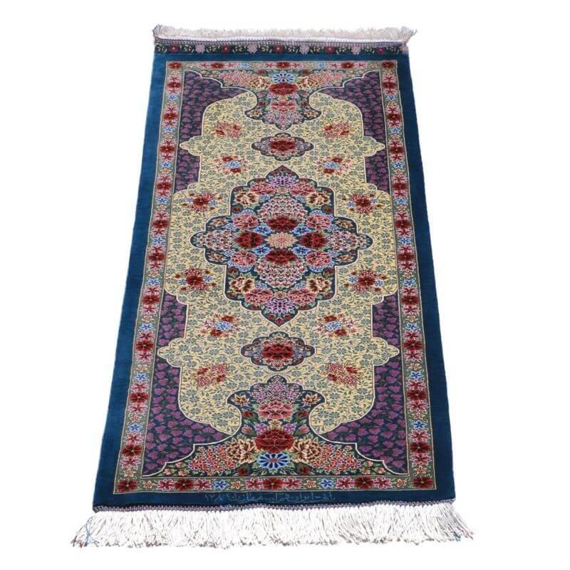 ペルシャ絨毯／エスファハーニヤン工房 128番 124×46cm イラン産 