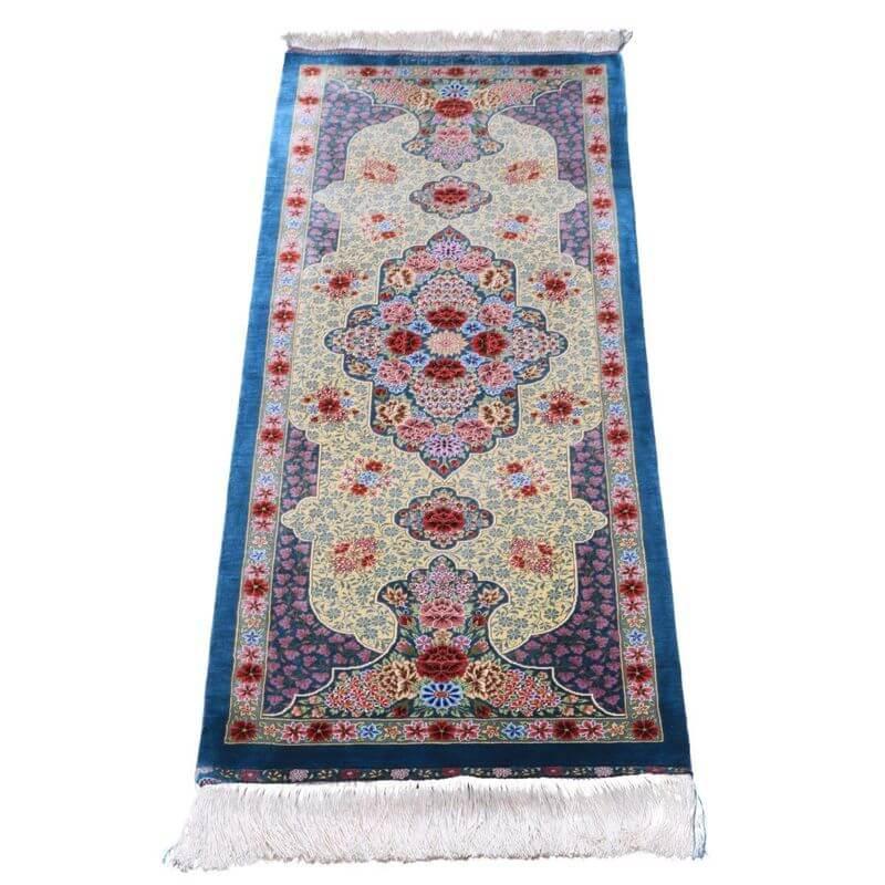 ペルシャ絨毯／エスファハーニヤン工房 128番 124×46cm イラン産 