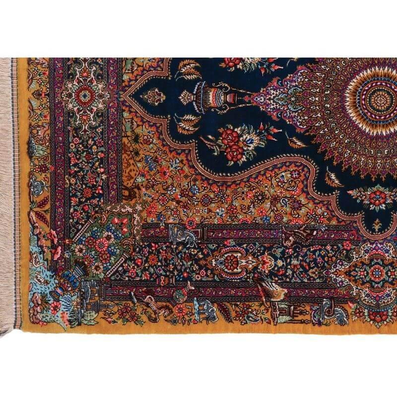ペルシャ絨毯／ジャムシーディー工房 90×57cm イラン産 手織り シルク