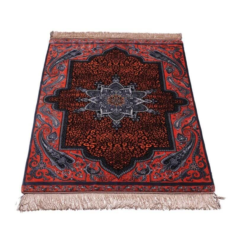 ペルシャ絨毯／クム 124×80cm イラン産 手織り  シルク100％ ラグ  ラグマット（FN-70326）の画像