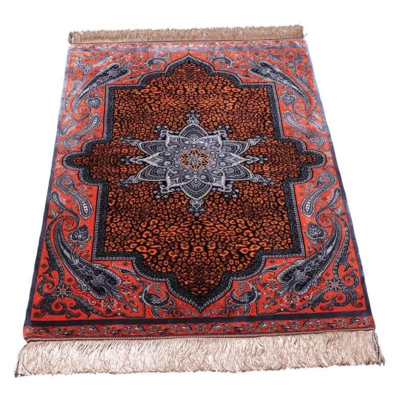 ペルシャ絨毯／クム 124×80cm イラン産 手織り  シルク100％ ラグ  ラグマット（FN-70326）の画像