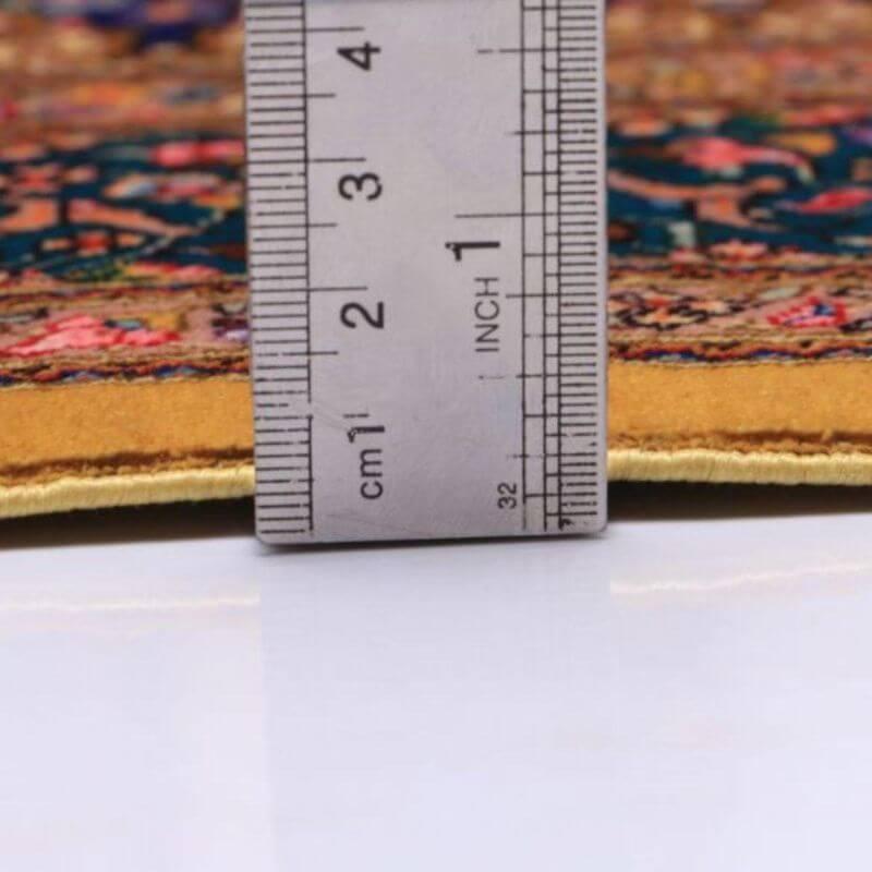ペルシャ絨毯／ジャムシーディー工房 122×79cm イラン産 手織り  シルク100％ ラグ  ラグマット（FN-70327）の画像