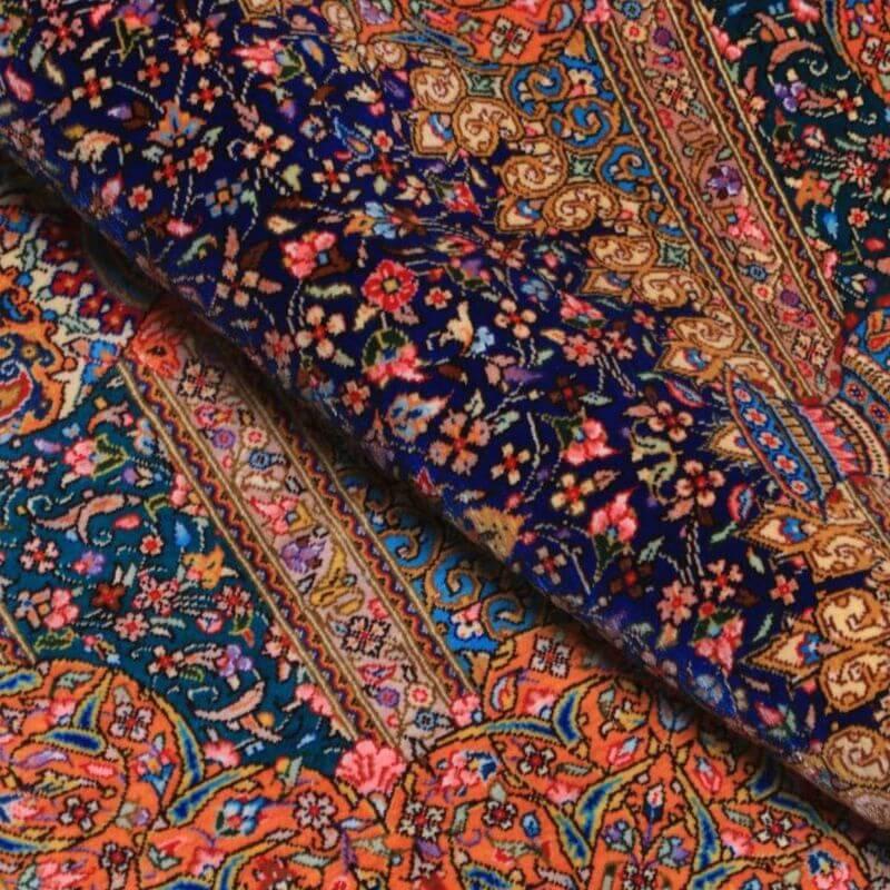 ペルシャ絨毯／ジャムシーディー工房 122×79cm イラン産 手織り  シルク100％ ラグ  ラグマット（FN-70327）の画像