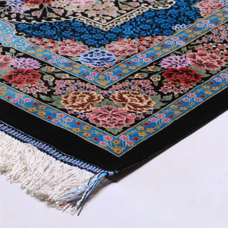 ペルシャ絨毯／エスファハーニヤン工房 128番 124×80cm イラン産 手織り  シルク100％ ラグ  ラグマット（FN-70328）の画像
